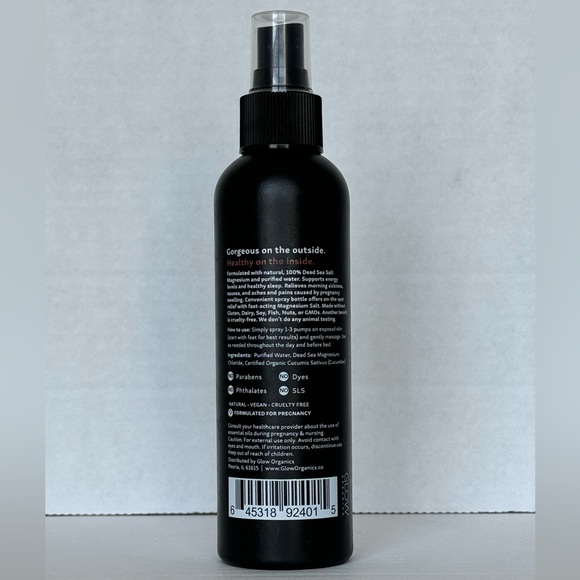 Glow Organics Magnesium Leg Spray 6oz Cucumber Dead Sea Salt Sleep Pregnancy - Picture 6 of 8